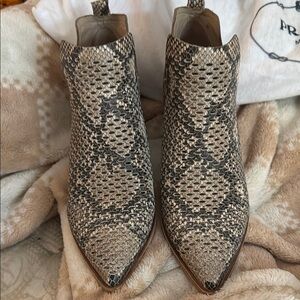 Dolce Vita Gray and Black Ankle Booties with Snakeskin Print